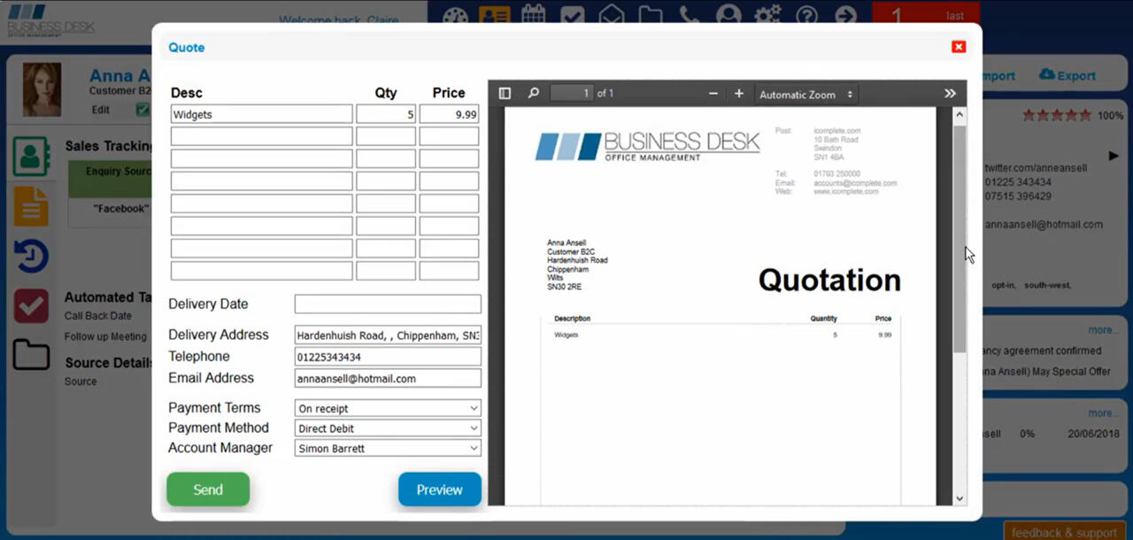 QUOTE FORMS - CUSTOM